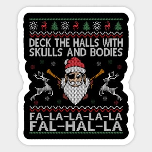 Deck The Halls With Skulls And Bodies Funny Viking Christmas Sticker